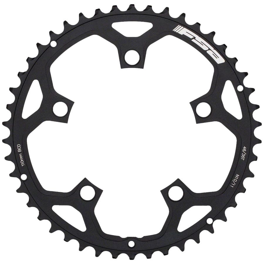 Tempo Pro Road Chainring - 46t, 110mm BCD, 5-Bolt, Steel, 8/9/10/11-Speed, Black