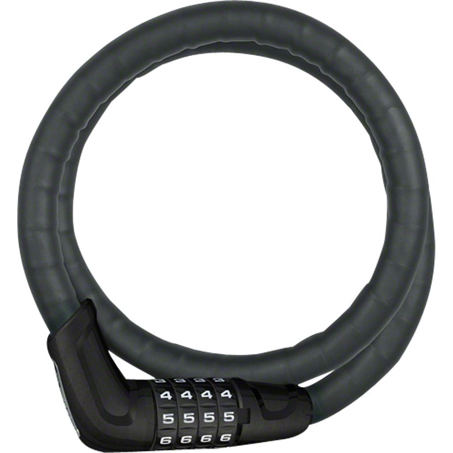 Tresorflex 6615 Combination Coiled Cable Lock: 120cm x 15mm With Mount, Black