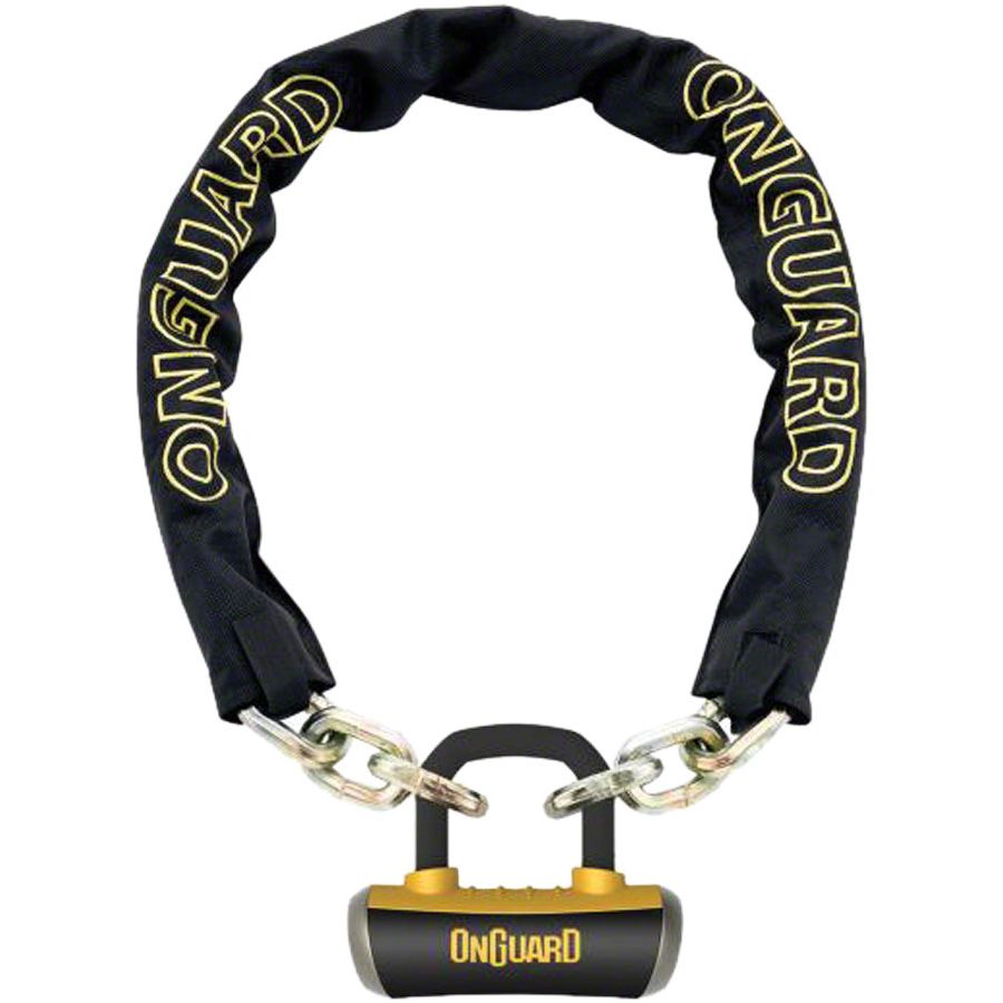 Mastiff Chain Lock with Keys: 3.7' x 10mm, Black/Yellow