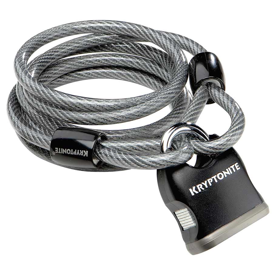 KryptoFlex 818 & Padlock, Cable lock, Key, 8mm, 185cm, 6', Black