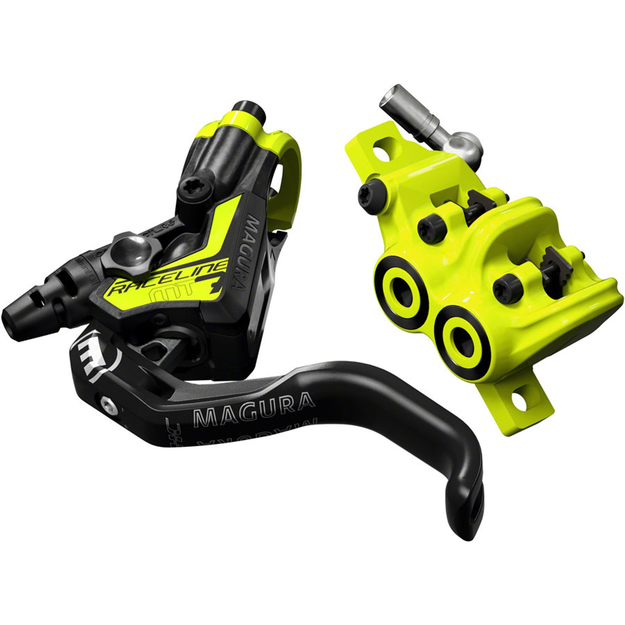 MT7 Raceline Disc Brake and Lever - Front or Rear, Hydraulic, Post Mount, Black/Yellow