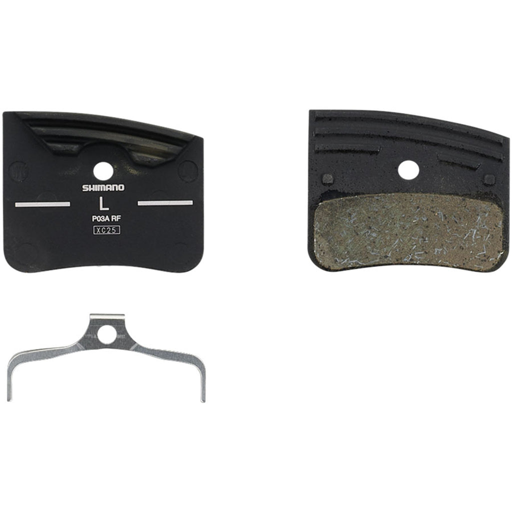 P03A-RF Disc Brake Pads and Springs - Resin Compound, Finned Aluminum Back Plate, One Pair