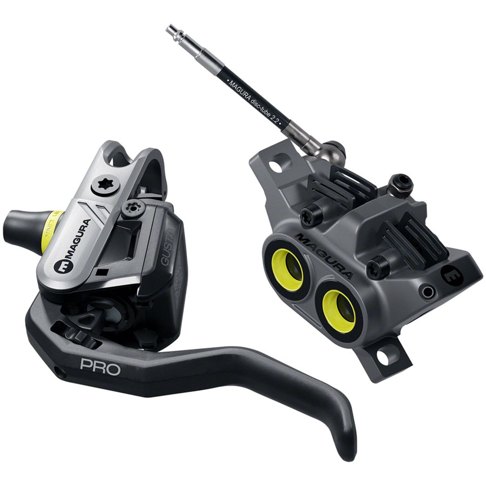 Gustav Pro Disc Brake and Lever - Front or Rear, Post Mount, 4-Piston, Black/Anthracite Gray