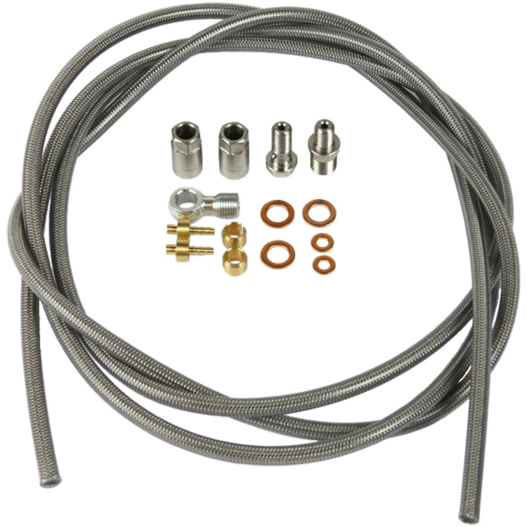 Disc Brake Hose Line Kit - XCR Brake Hose and Connector Kit - Braided Stainless Steel Hydraulic Brake Hose and Fitting Kit