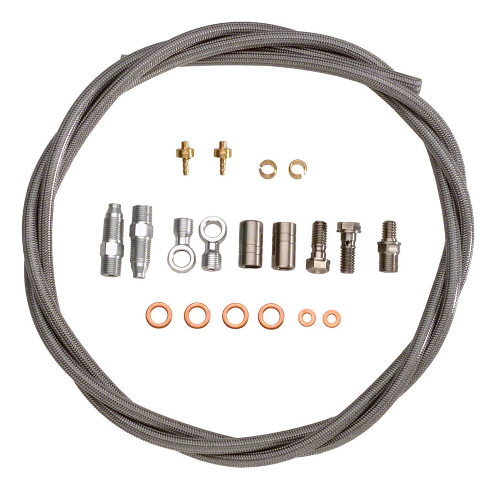 Disc Brake Hose Line Kit - XCR Brake Hose and Connector Kit - Braided Stainless Steel Hydraulic Brake Hose and Fitting Kit