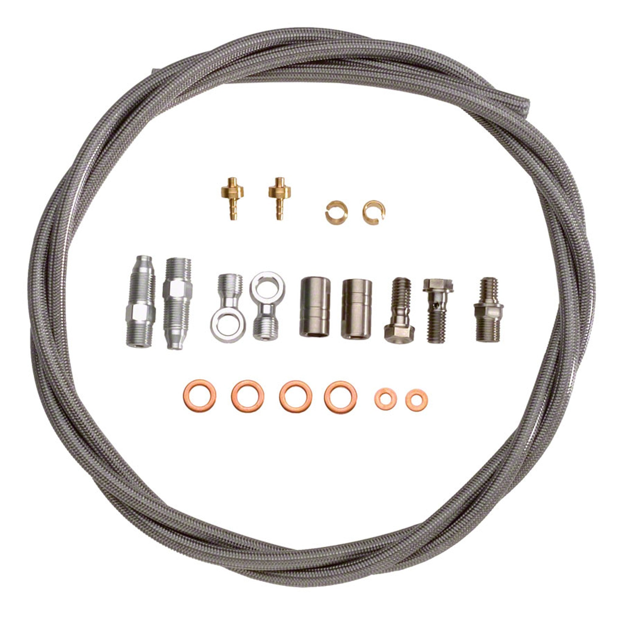 Disc Brake Hose Line Kit - XCR Brake Hose and Connector Kit - Braided Stainless Steel Hydraulic Brake Hose and Fitting Kit