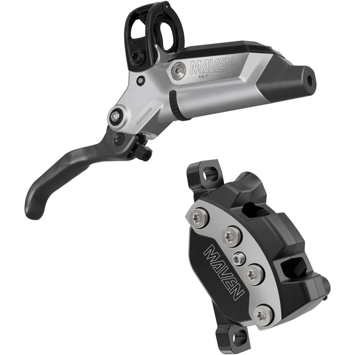 Maven Ultimate 4-Piston Disc Brake And Lever B1 - Post Mount - Carbon Lever Blade - Ti Hardware - Silver/Black