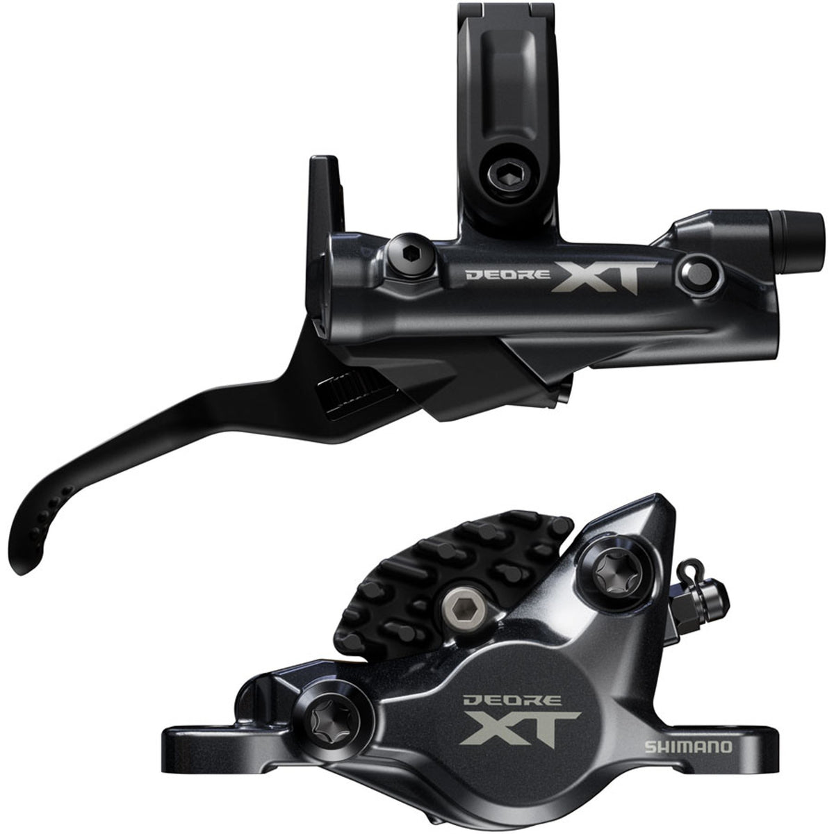 Deore XT M8200 Disc Brake And Lever - Post Mount - 2-Piston Caliper - SM-BH90-SBM Hose - Fin Metal Pads - Black