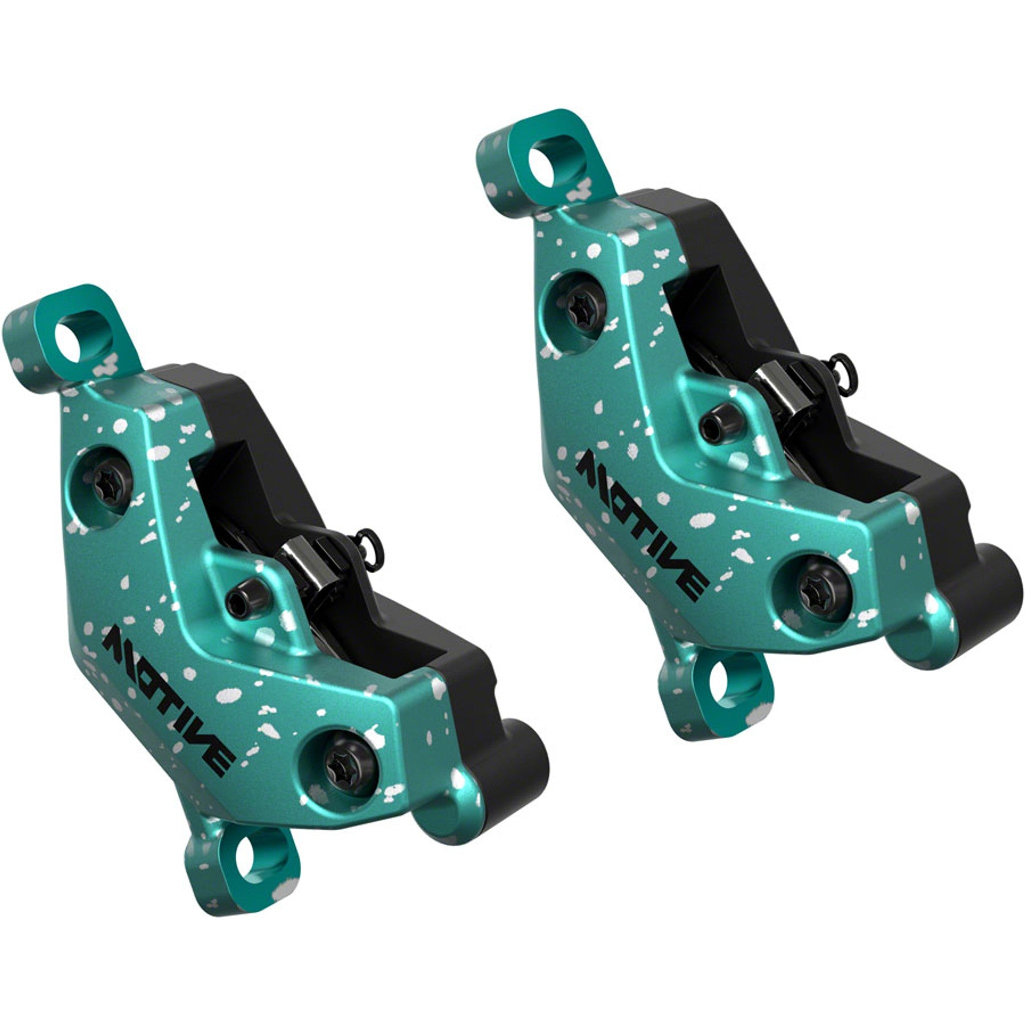 Motive Ultimate Stealth Expert Disc Brake Kit - Front/Rear Levers, Front/Rear Teal Splatter Calipers, Adapters, Rotors, Bleed Kit, A1