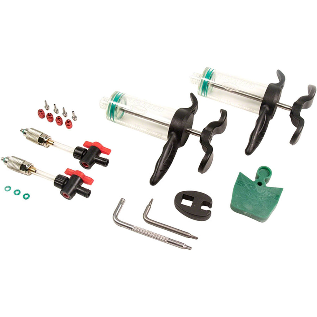 Motive Ultimate Stealth Expert Disc Brake Kit - Front/Rear Levers, Front/Rear Teal Splatter Calipers, Adapters, Rotors, Bleed Kit, A1