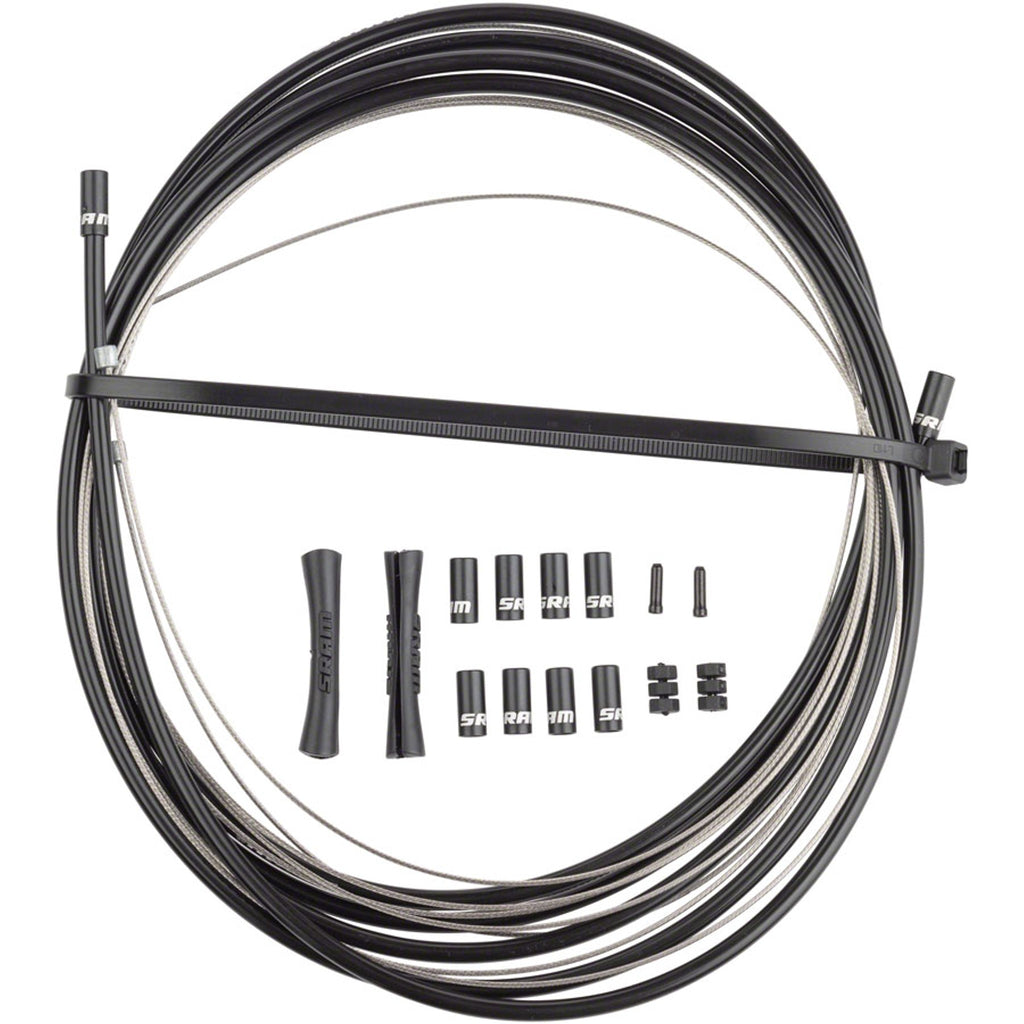 SRAM Stainless Steel Shift Cable and Housing Kit - Road/MTB, 4mm, Reinforced Linear Strand, Black