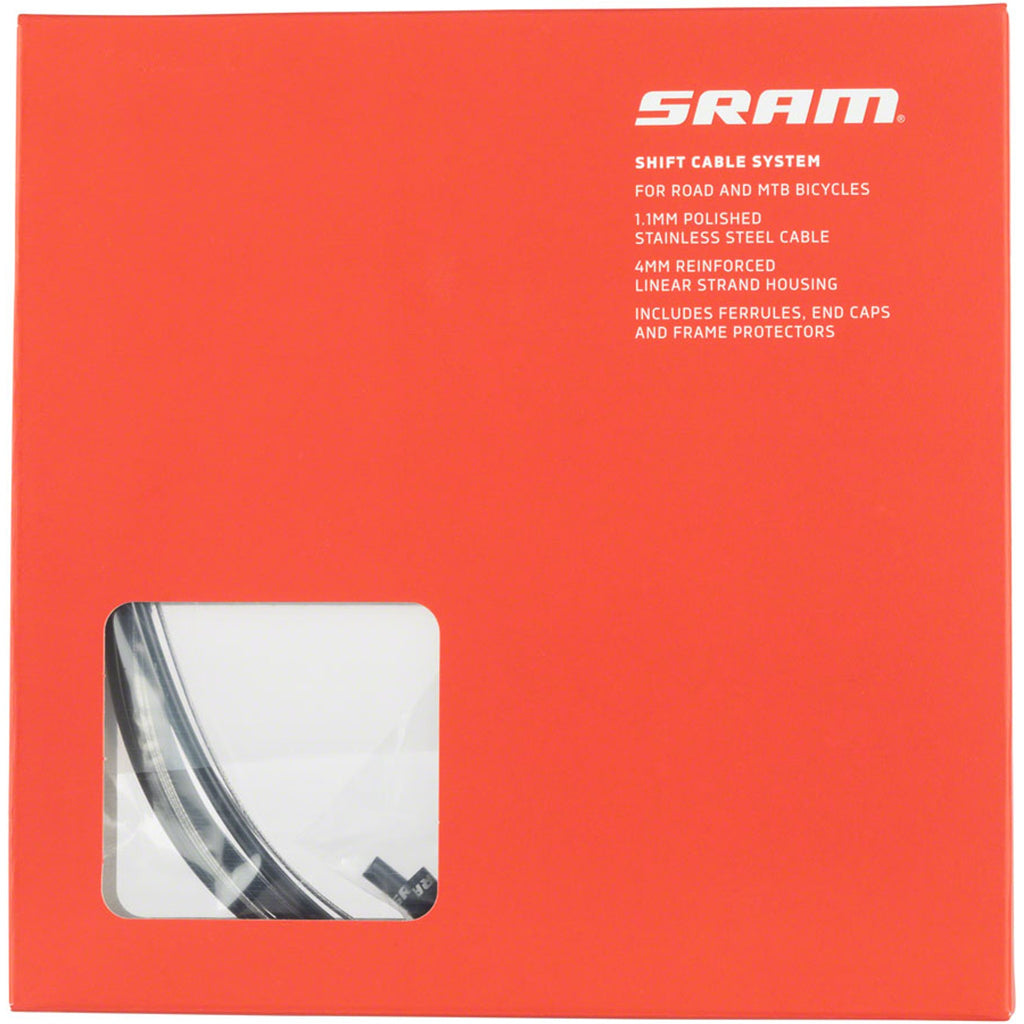 SRAM Stainless Steel Shift Cable and Housing Kit - Road/MTB, 4mm, Reinforced Linear Strand, Black