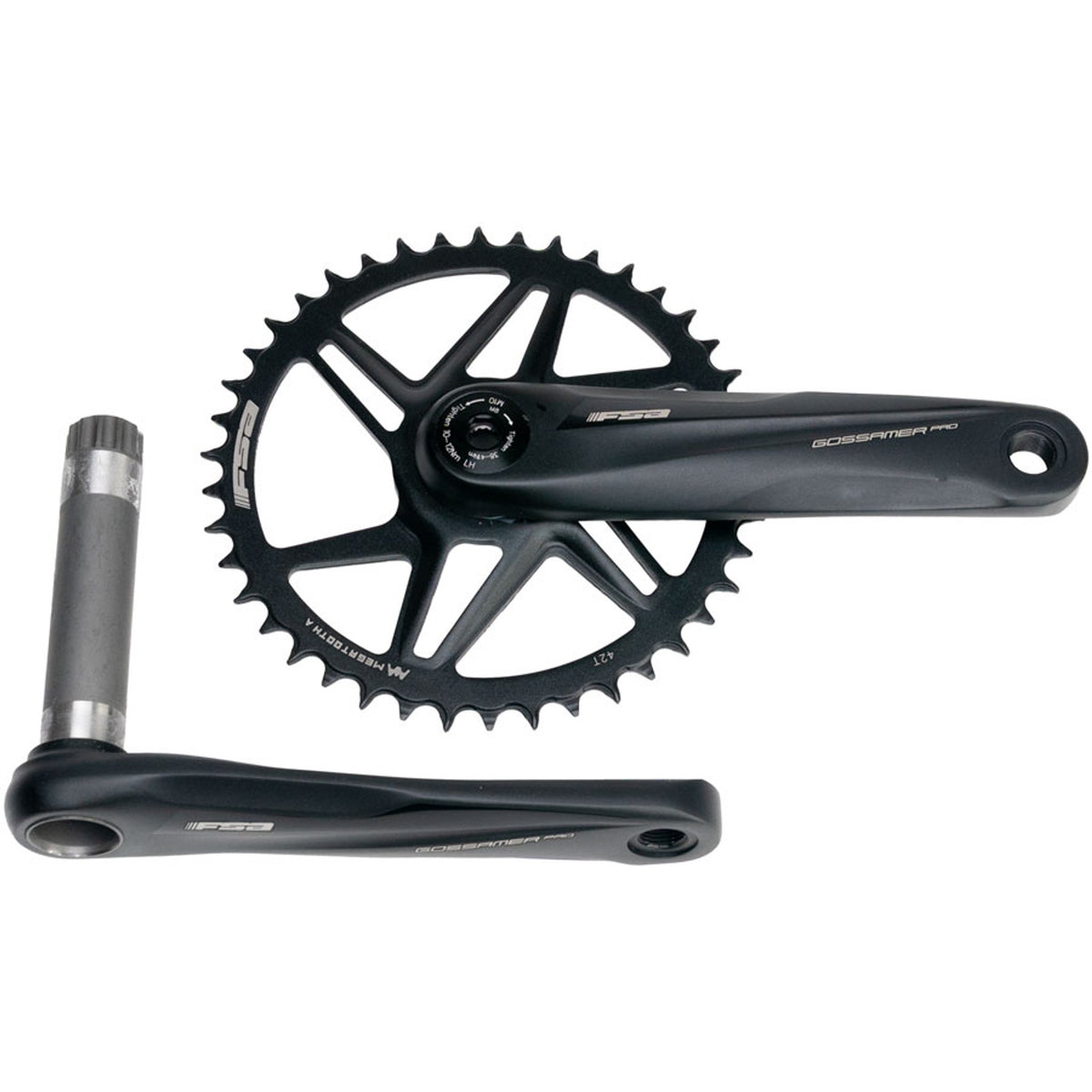 Gossamer Pro Agx+ 1x Crankset - 42t - Direct Mount - MegoExo Spindle - Bead-Blasted Black