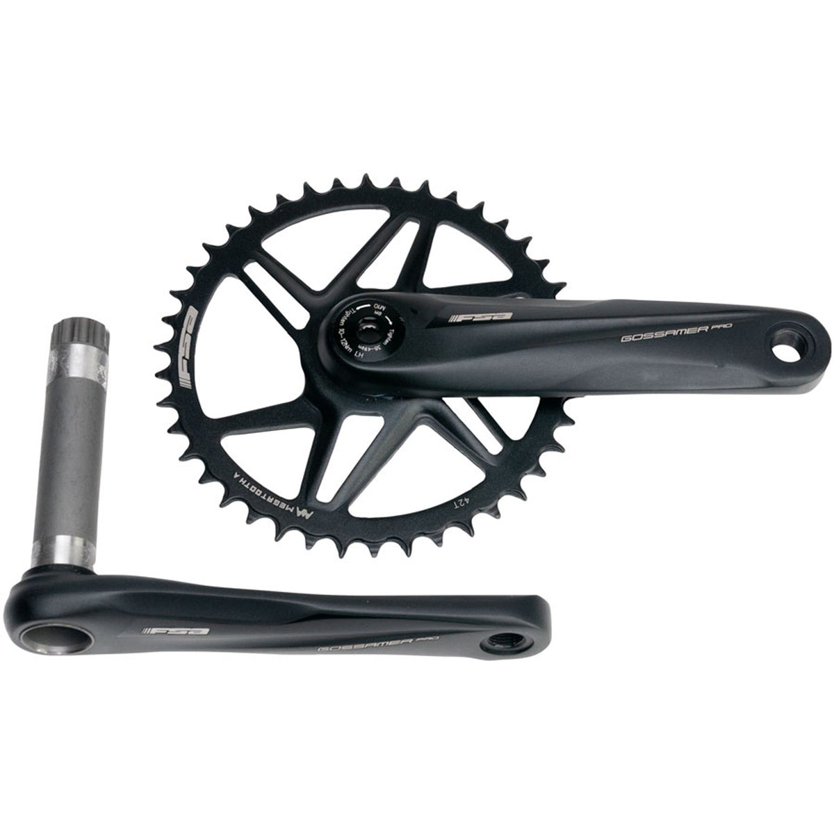 Gossamer Pro Agx+ 1x Crankset - 42t - Direct Mount - MegoExo Spindle - Bead-Blasted Black