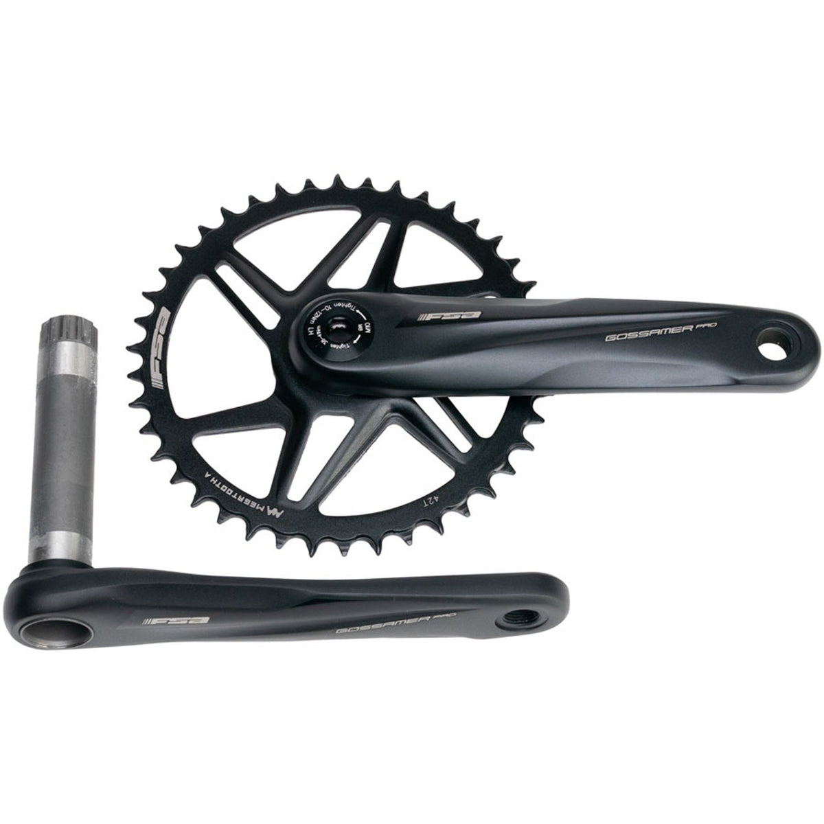 Gossamer Pro Agx+ 1x Crankset - 42t - Direct Mount - MegoExo Spindle - Bead-Blasted Black