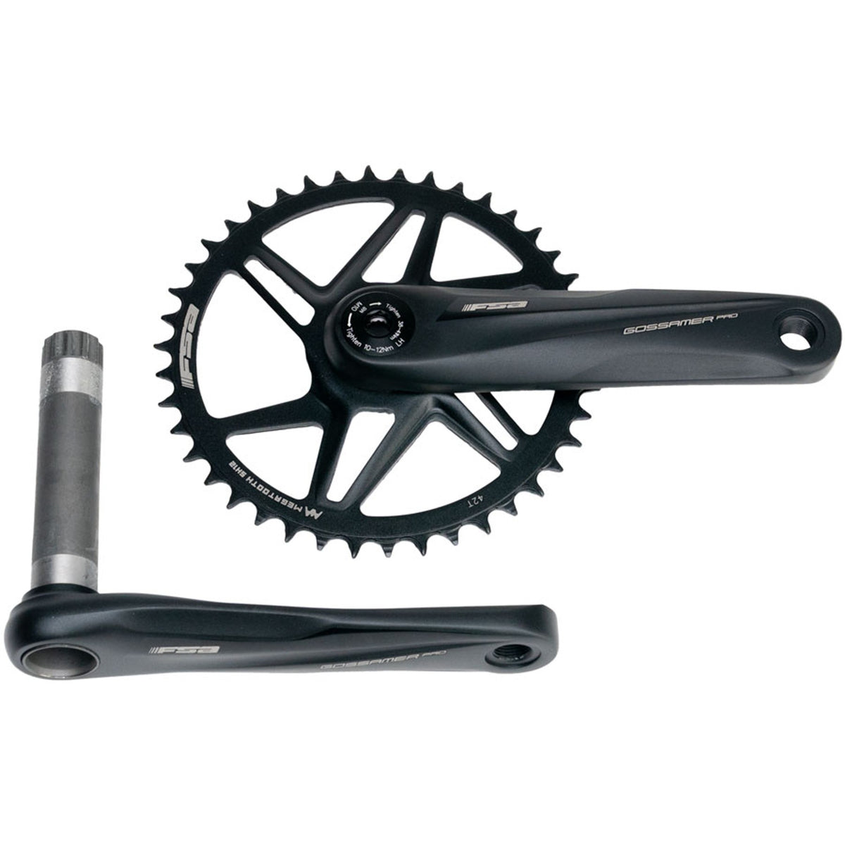 Gossamer Pro Agx+ 1x Crankset - 42t - Direct Mount - MegoExo Spindle - Bead-Blasted Black