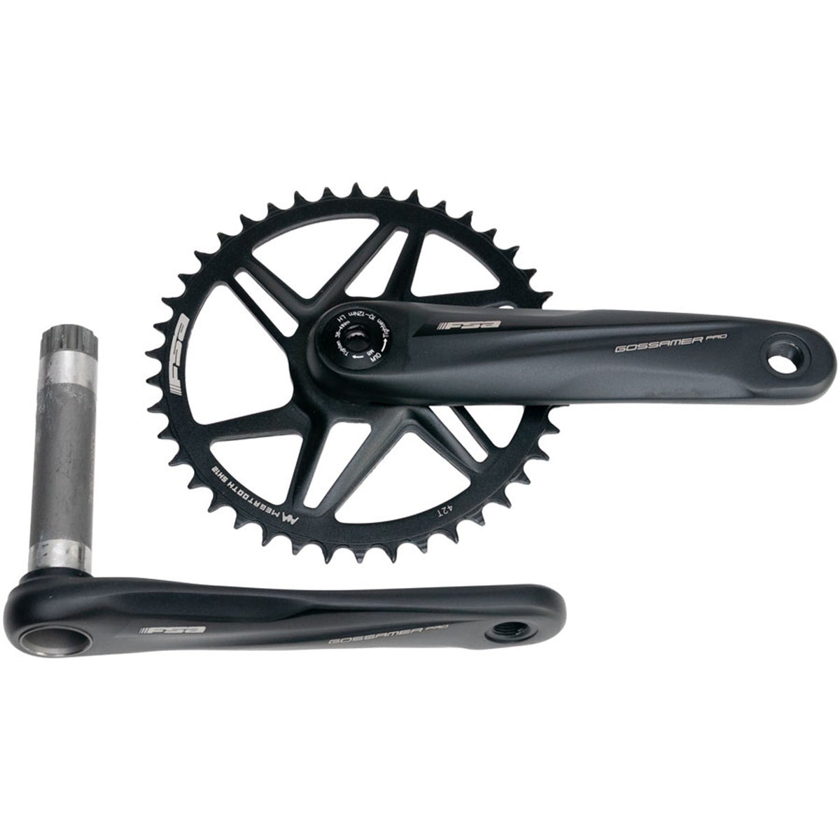 Gossamer Pro Agx+ 1x Crankset - 42t - Direct Mount - MegoExo Spindle - Bead-Blasted Black