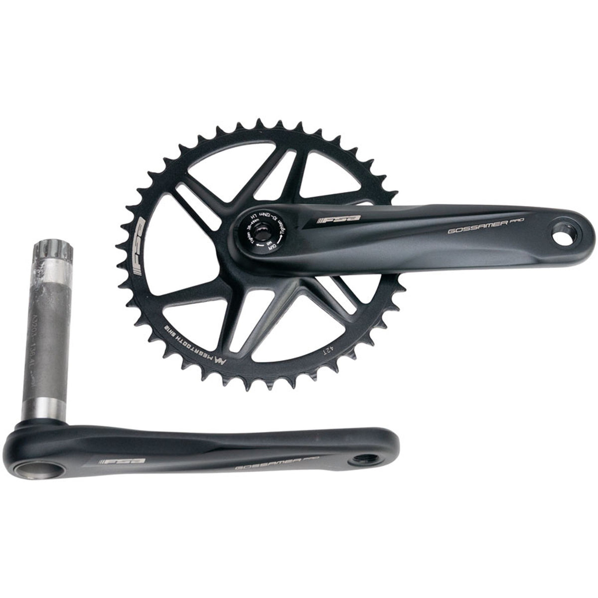 Gossamer Pro Agx+ 1x Crankset - 42t - Direct Mount - MegoExo Spindle - Bead-Blasted Black