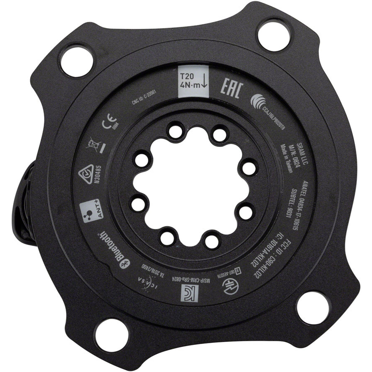 RED/Force AXS Power Meter Spider - 107 BCD, 8-Bolt Crank Interface, 1x/2x, Black, D1
