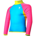 Solid Girl's Rashguard: Blue/Pink/Yellow LG