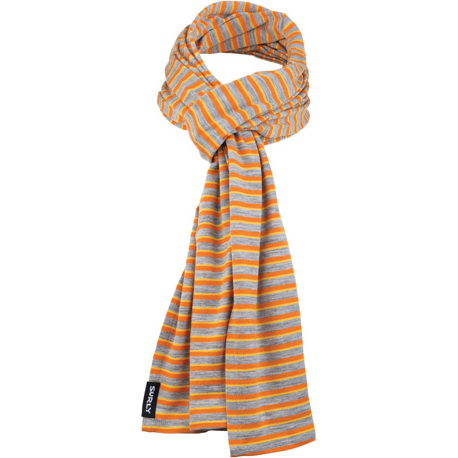 Merino Wool Scarf: Gray/Orange/Yellow One Size