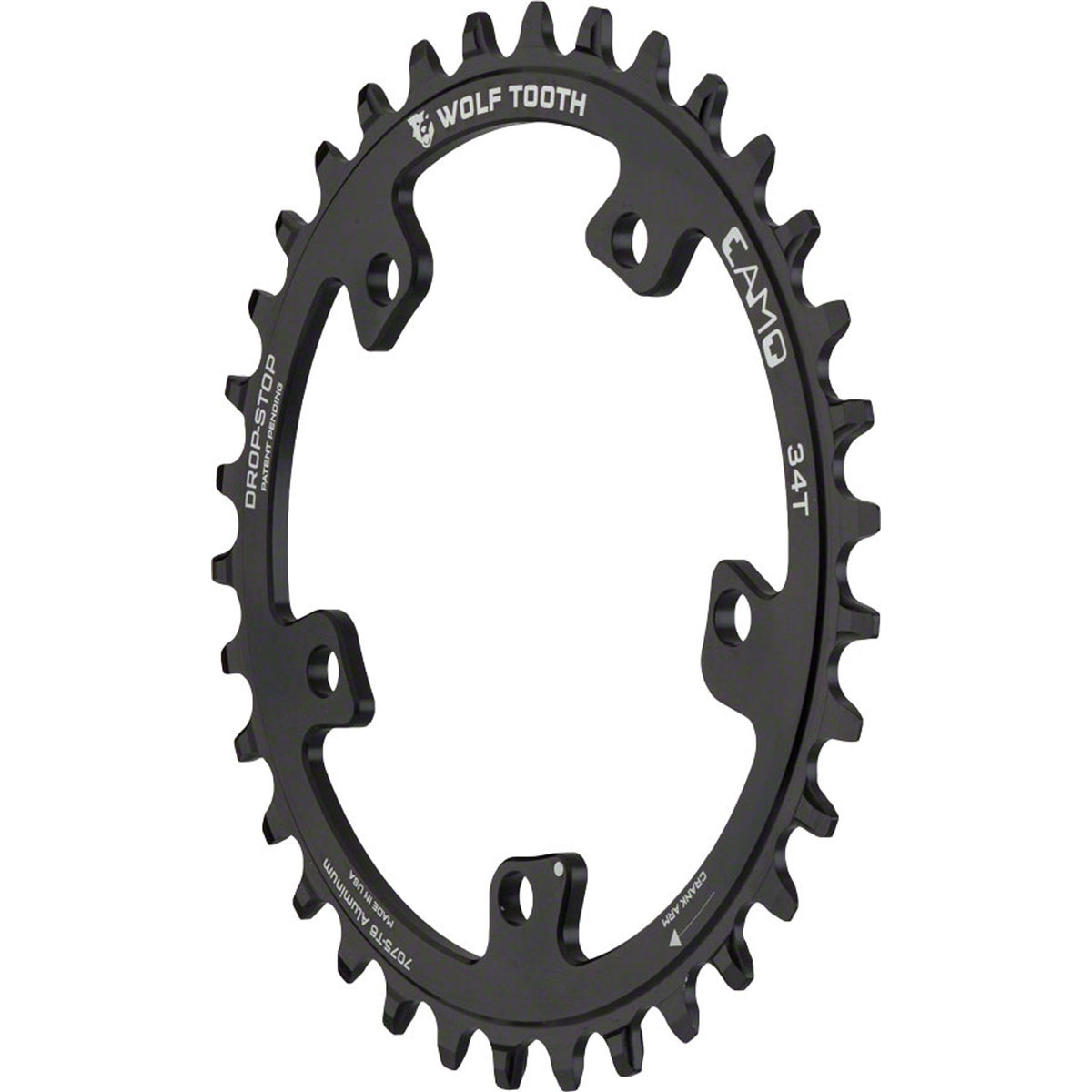Camo Aluminum Round Chainrings - Wolf Tooth CAMO Mount - Black