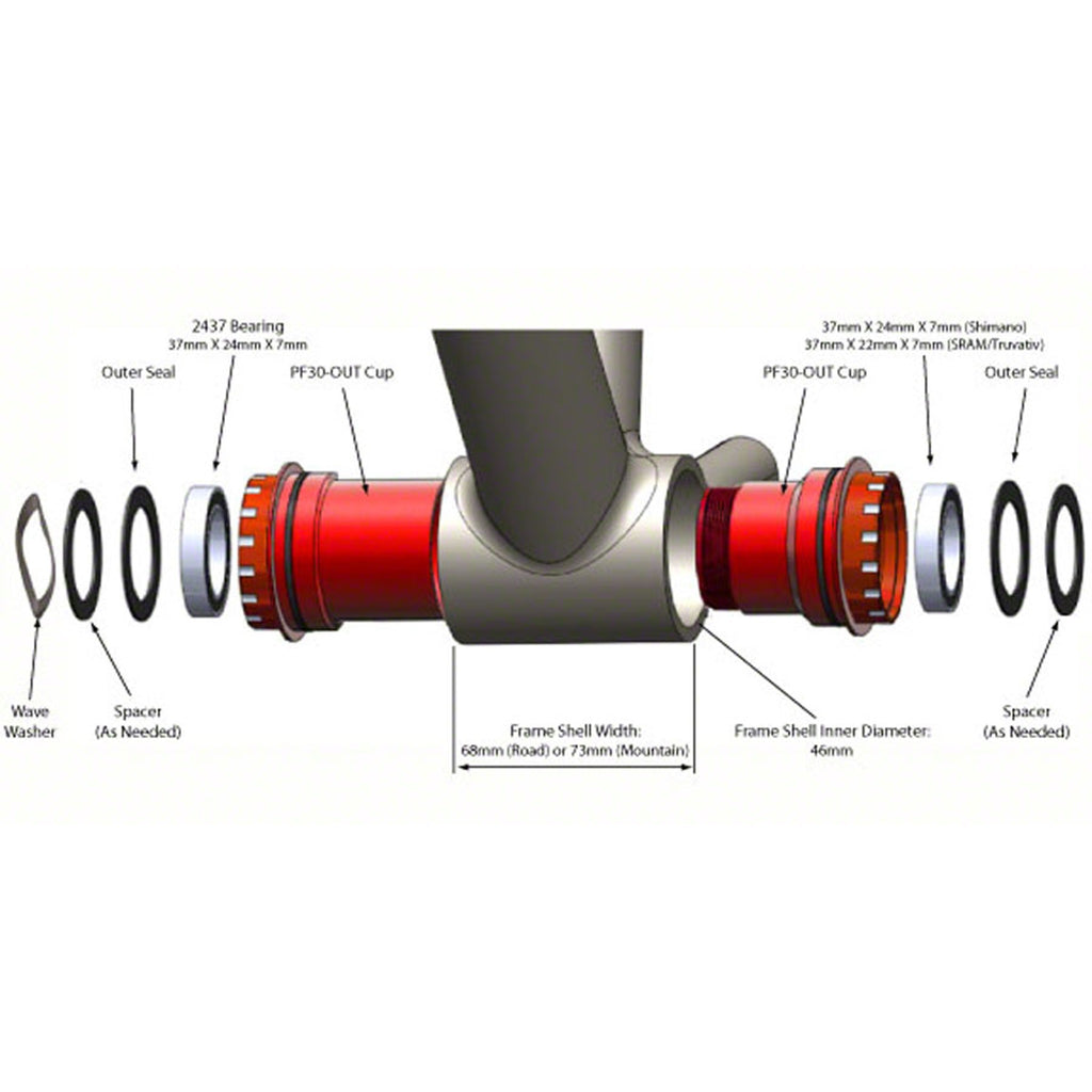 PF30 PressFit Thread Together Bottom Bracket