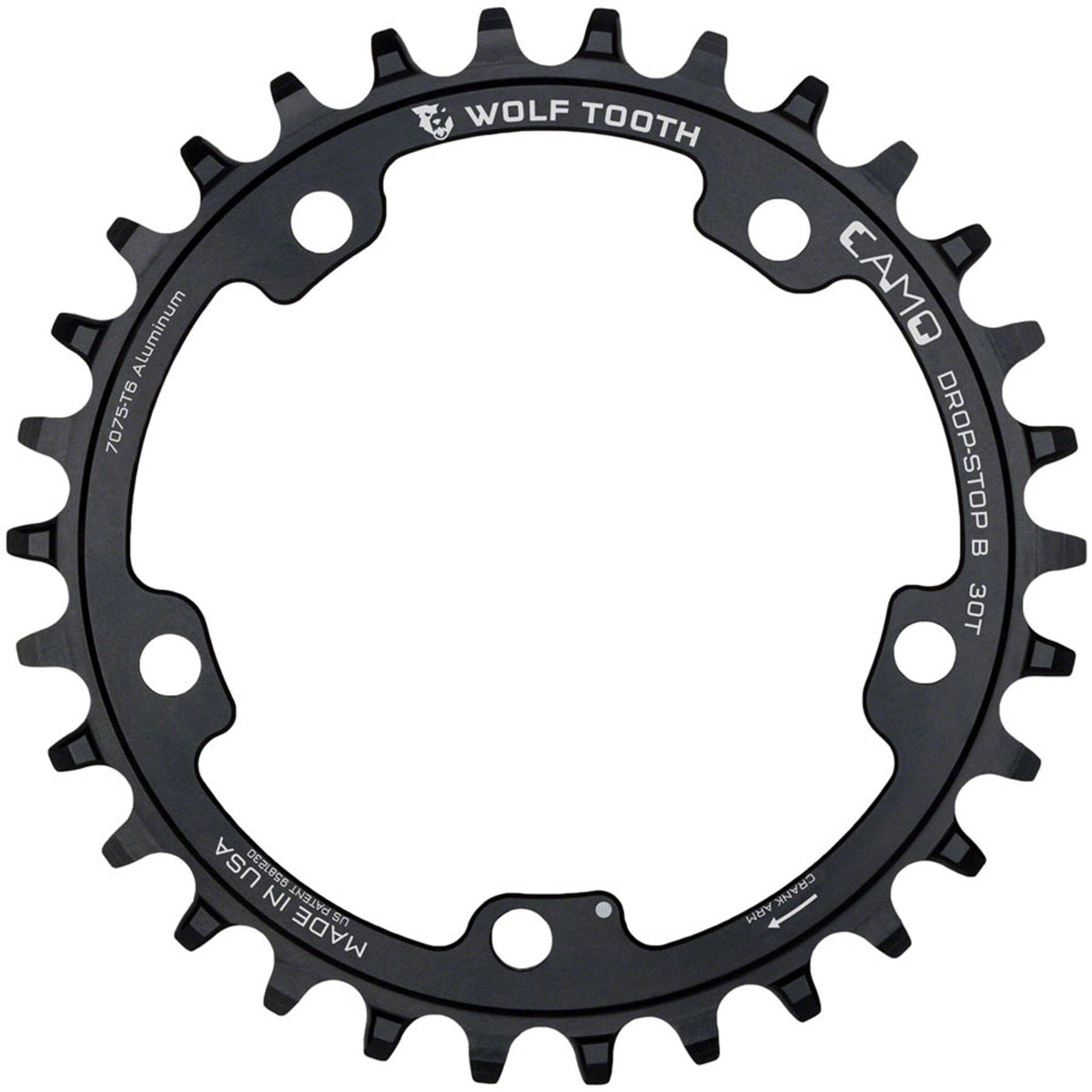 Camo Aluminum Round Chainrings - Wolf Tooth CAMO Mount - Black