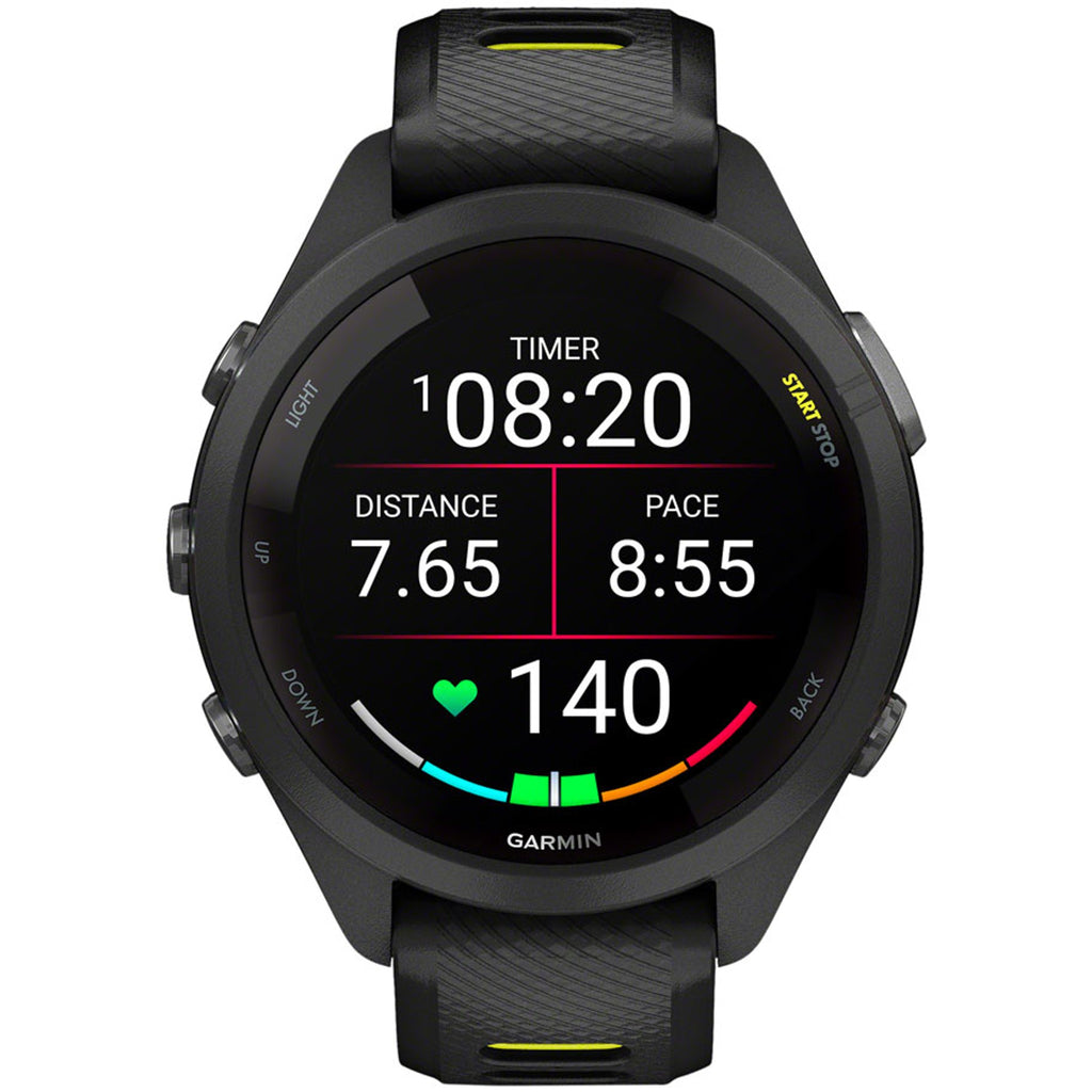 Forerunner 265S GPS Smartwatch - 42mm, Black Bezel and Case, Black/Amp Yellow Silicone Band