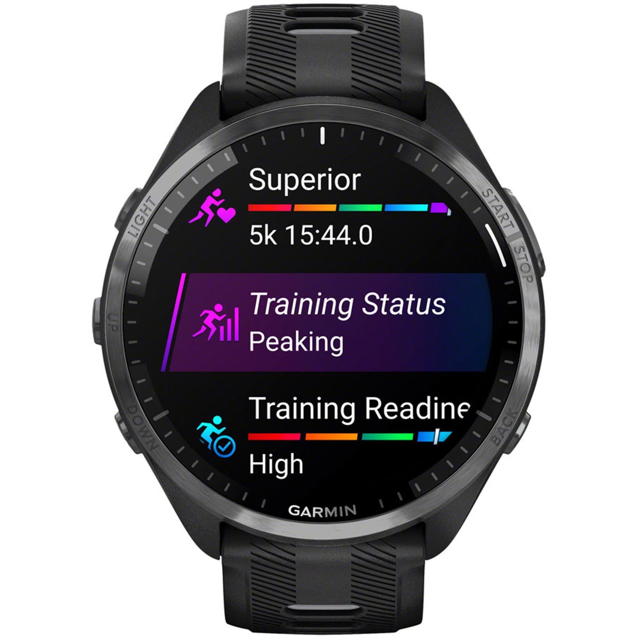 Forerunner 965 GPS Smartwatch - 47mm, Carbon Gray DLC Titanium Bezel, Black Case and Black/Powder Gray Silicone Band