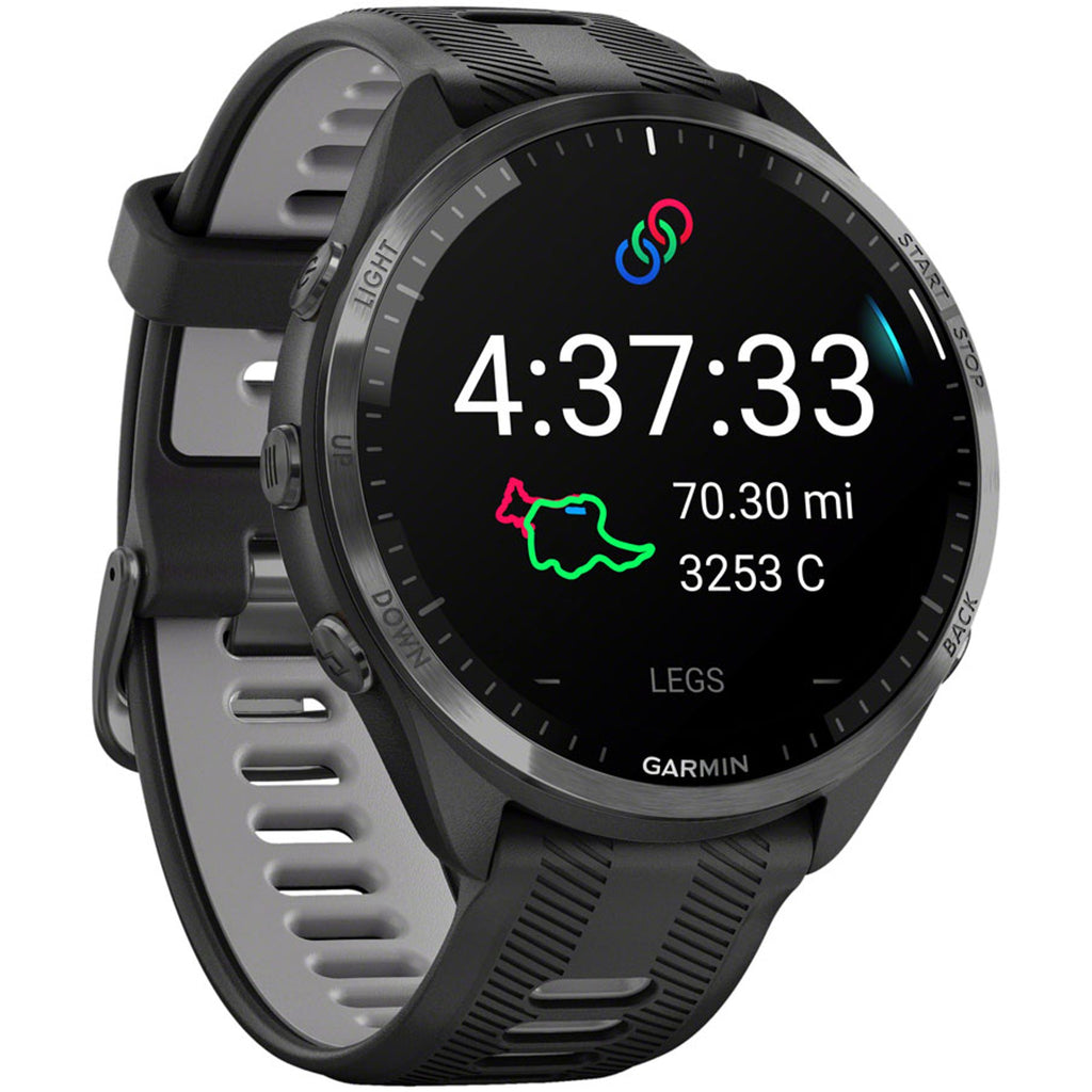 Forerunner 965 GPS Smartwatch - 47mm, Carbon Gray DLC Titanium Bezel, Black Case and Black/Powder Gray Silicone Band