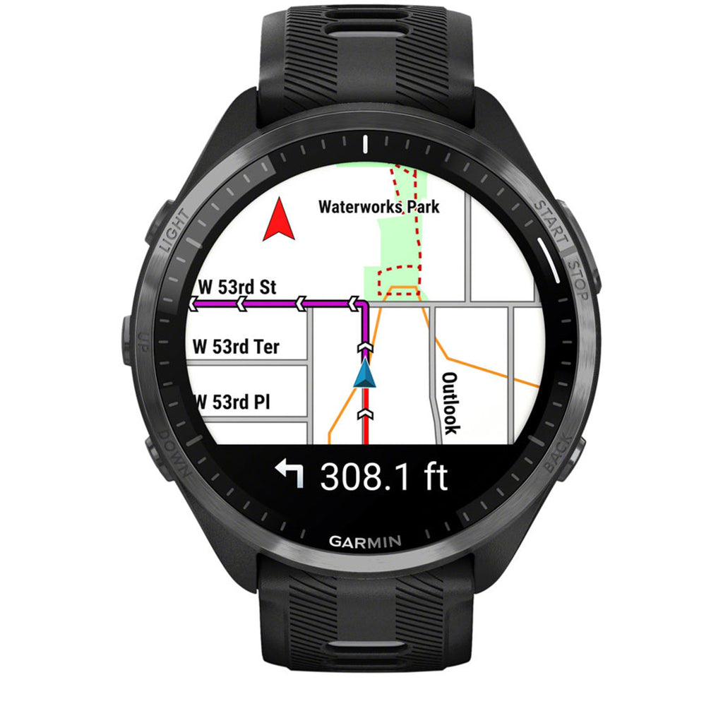Forerunner 965 GPS Smartwatch - 47mm, Carbon Gray DLC Titanium Bezel, Black Case and Black/Powder Gray Silicone Band