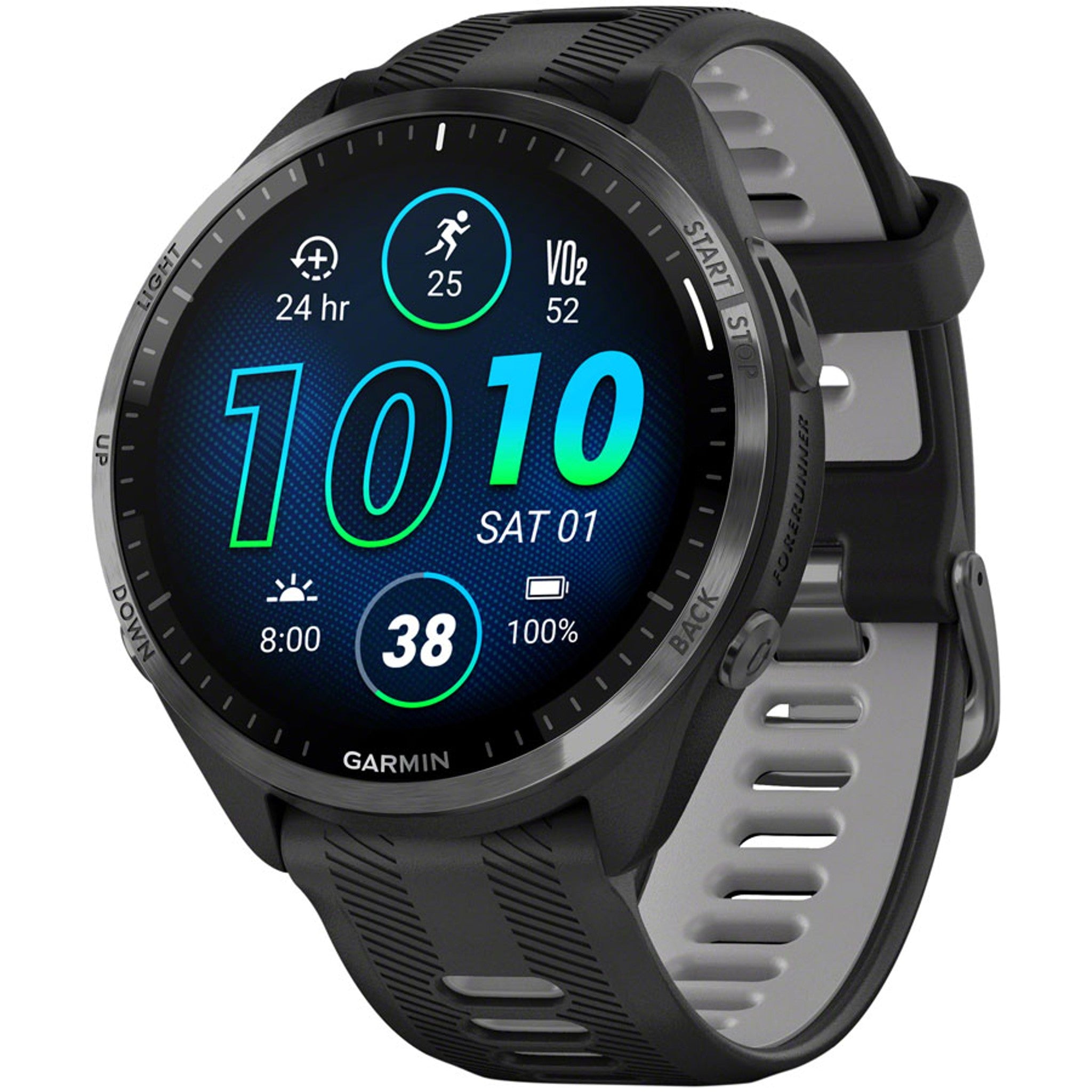 Forerunner 965 GPS Smartwatch - 47mm, Carbon Gray DLC Titanium Bezel, Black Case and Black/Powder Gray Silicone Band
