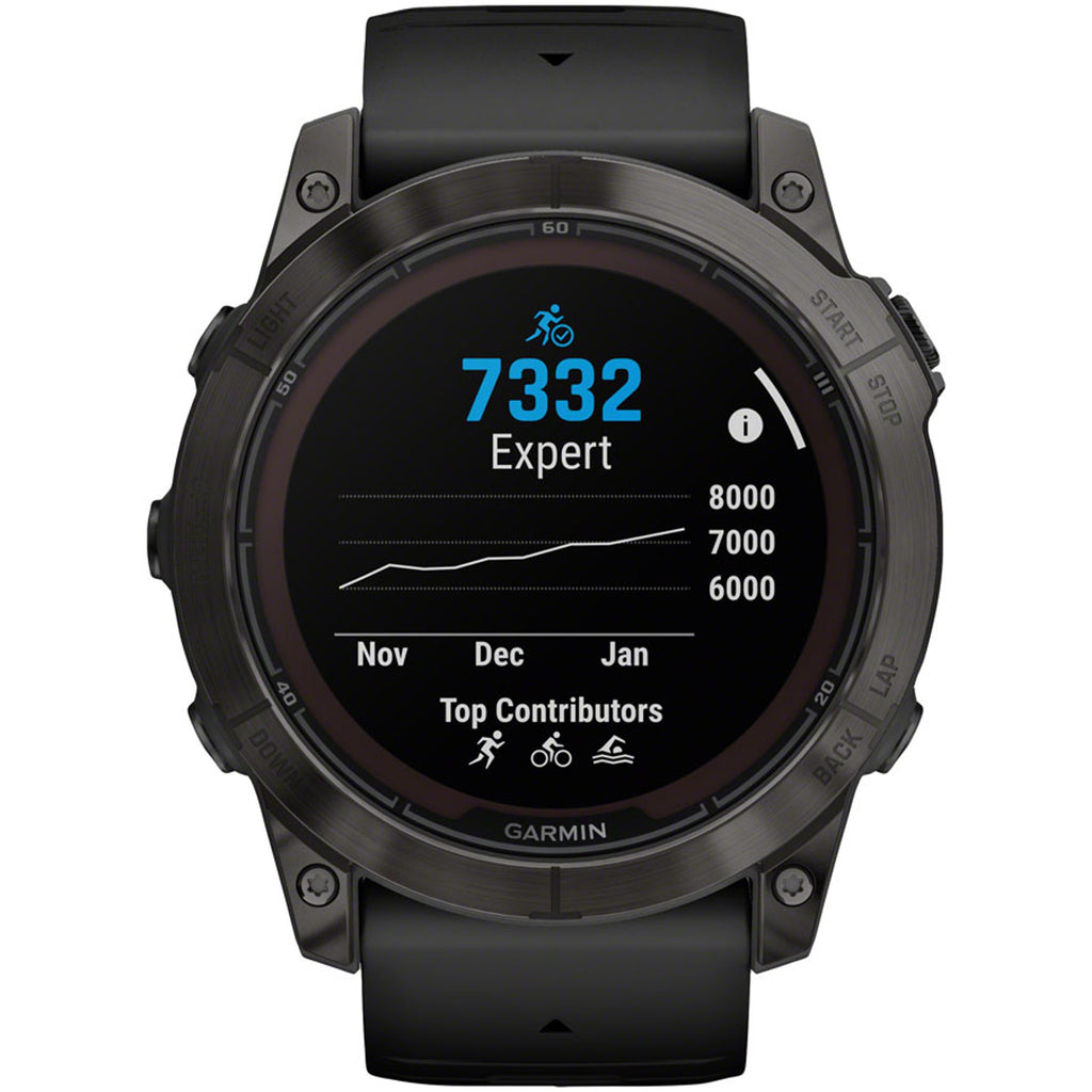 fenix 7X Pro Sapphire Solar Smartwatch - 51mm, Carbon Gray DLC Titanium Case, Black Band