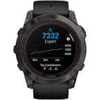 fenix 7X Pro Sapphire Solar Smartwatch - 51mm, Carbon Gray DLC Titanium Case, Black Band