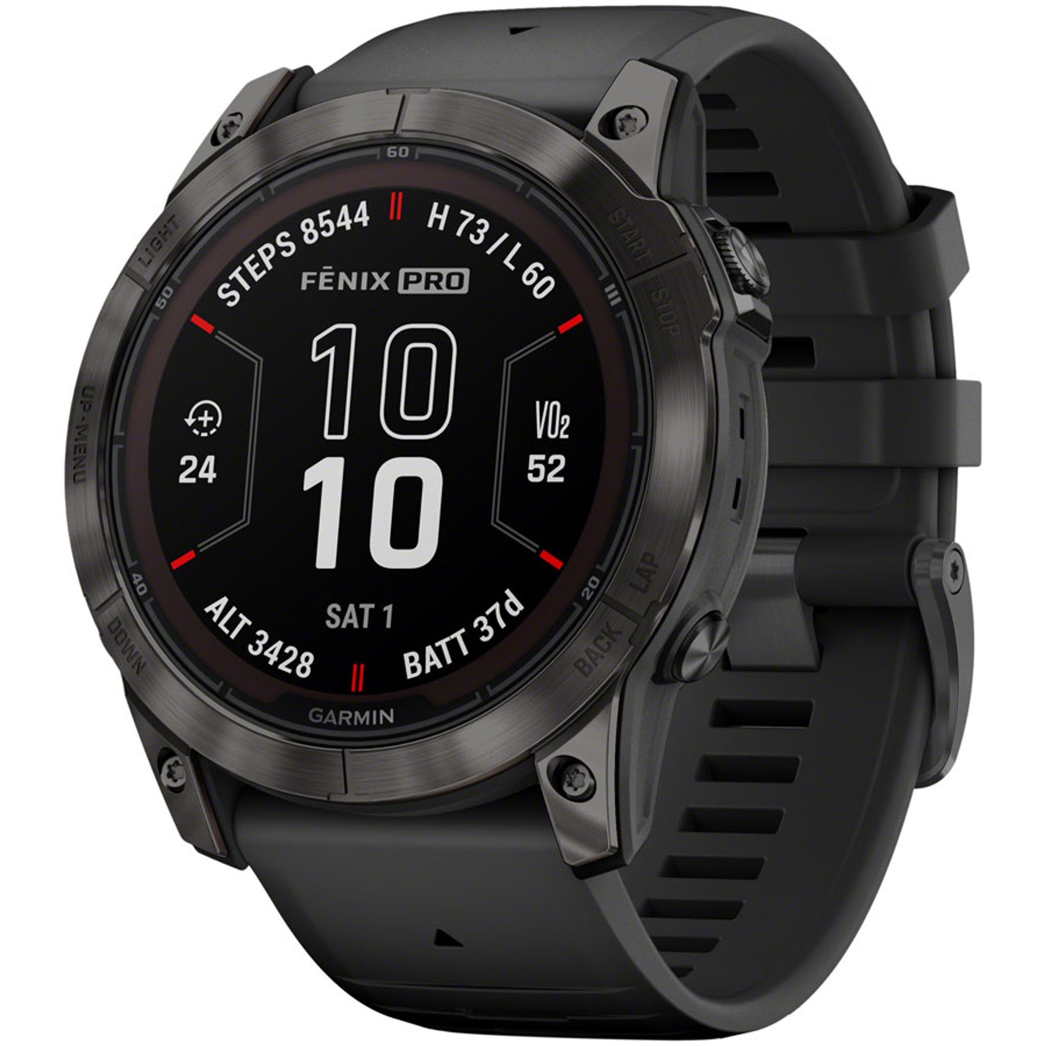 fenix 7X Pro Sapphire Solar Smartwatch - 51mm, Carbon Gray DLC Titanium Case, Black Band