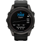 fenix 7S Pro Sapphire Solar Smartwatch - 42mm, Carbon Gray DLC Titanium Case, Black Band