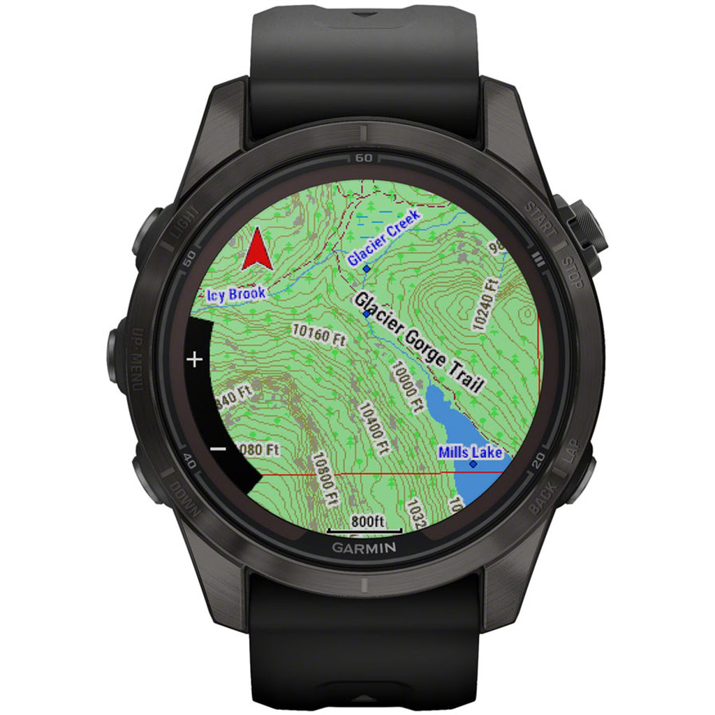 fenix 7S Pro Sapphire Solar Smartwatch - 42mm, Carbon Gray DLC Titanium Case, Black Band