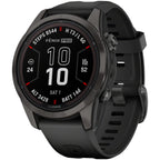 fenix 7S Pro Sapphire Solar Smartwatch - 42mm, Carbon Gray DLC Titanium Case, Black Band