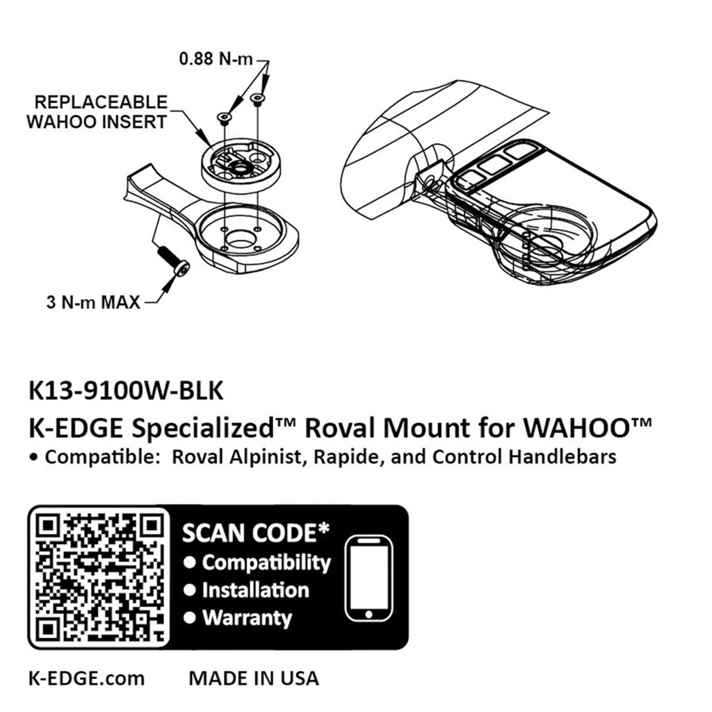 Wahoo Specialized Roval Computer Mount - Black Anodize