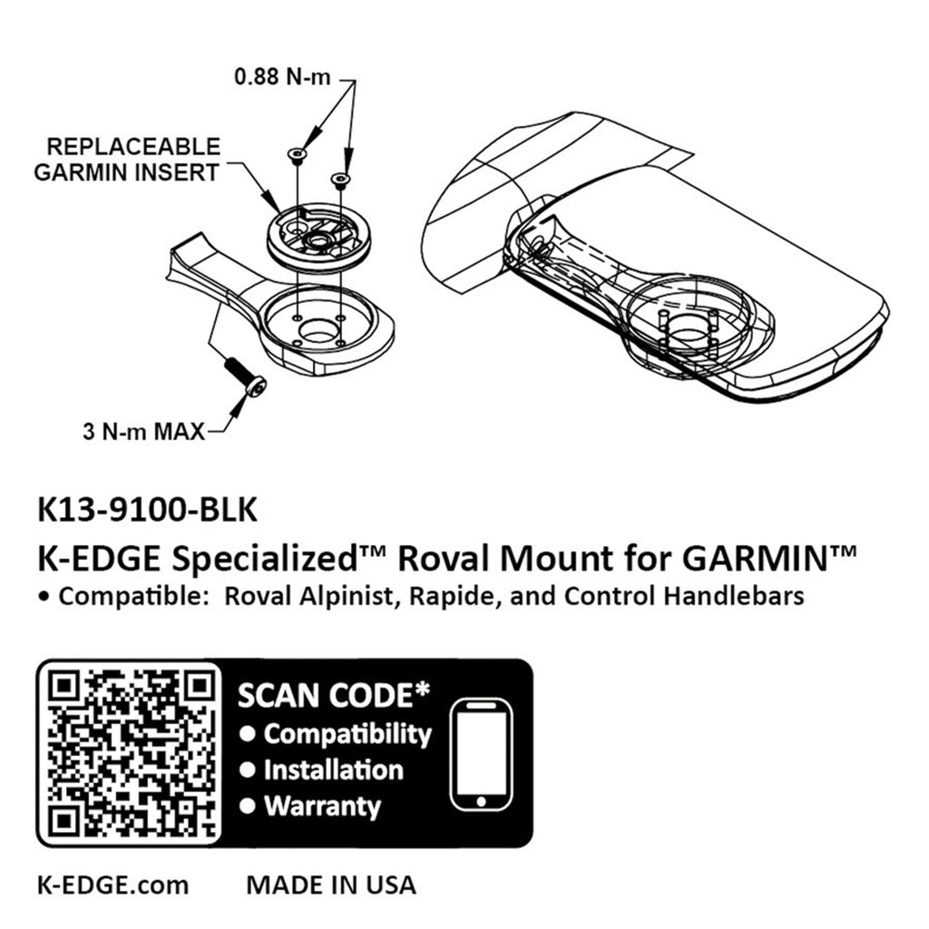 Garmin Specialized Roval Computer Mount - Black Anodize