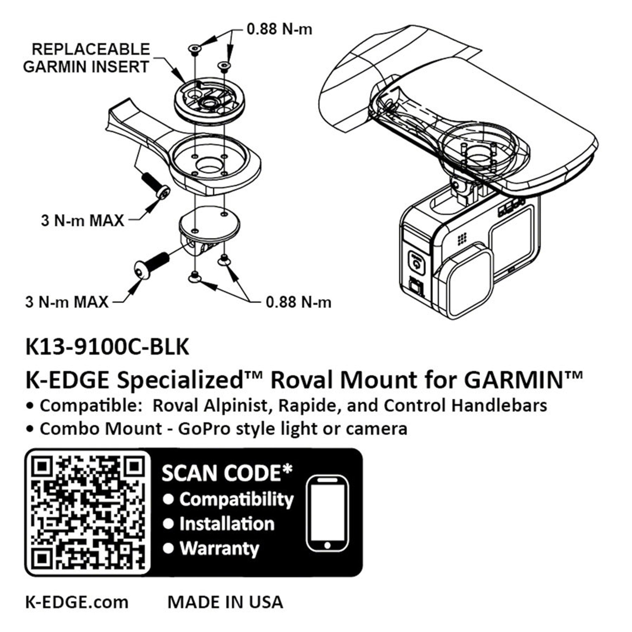 Garmin Specialized Roval Combo Mount - Black Anodize