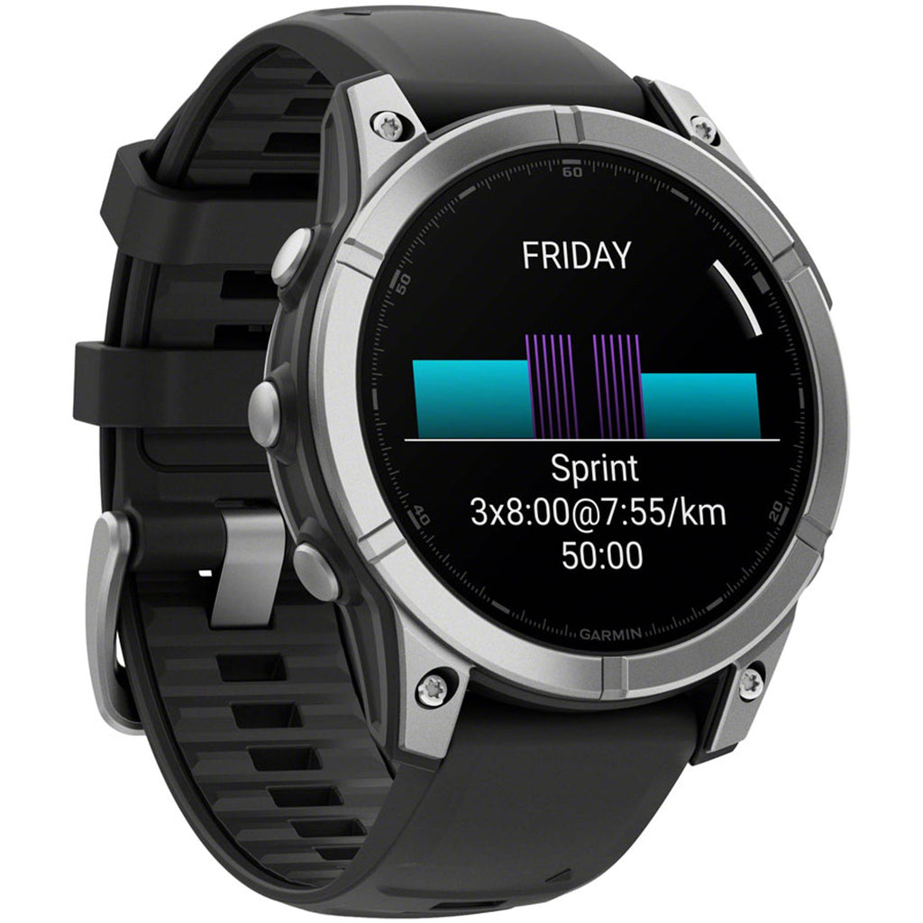 fenix E Smartwatch - 47mm, AMOLED, Slate Gray Steel with Black Silicone Band