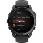 fenix E Smartwatch - 47mm, AMOLED, Slate Gray Steel with Black Silicone Band