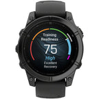 fenix E Smartwatch - 47mm, AMOLED, Slate Gray Steel with Black Silicone Band