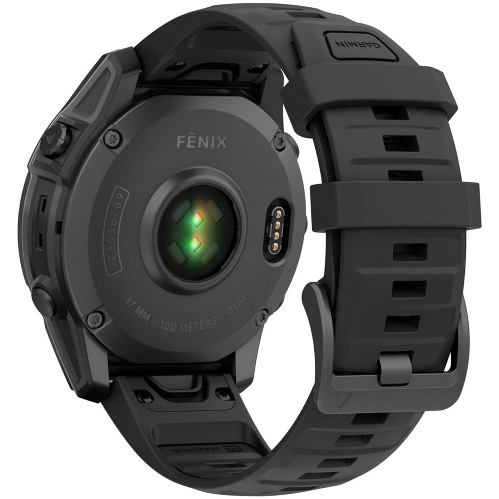 fenix E Smartwatch - 47mm, AMOLED, Slate Gray Steel with Black Silicone Band