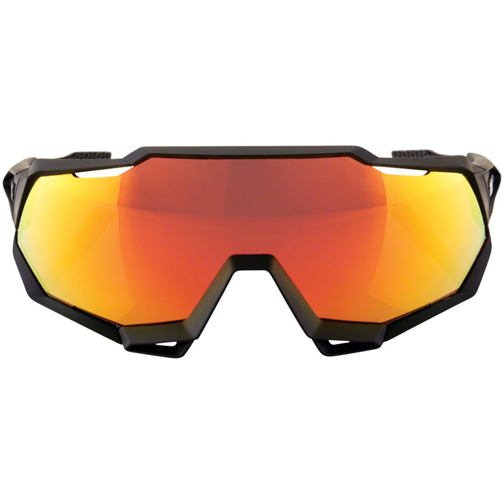 Speedtrap Sunglasses - Soft Tact Black, HiPER Red Multilayer Mirror Lens