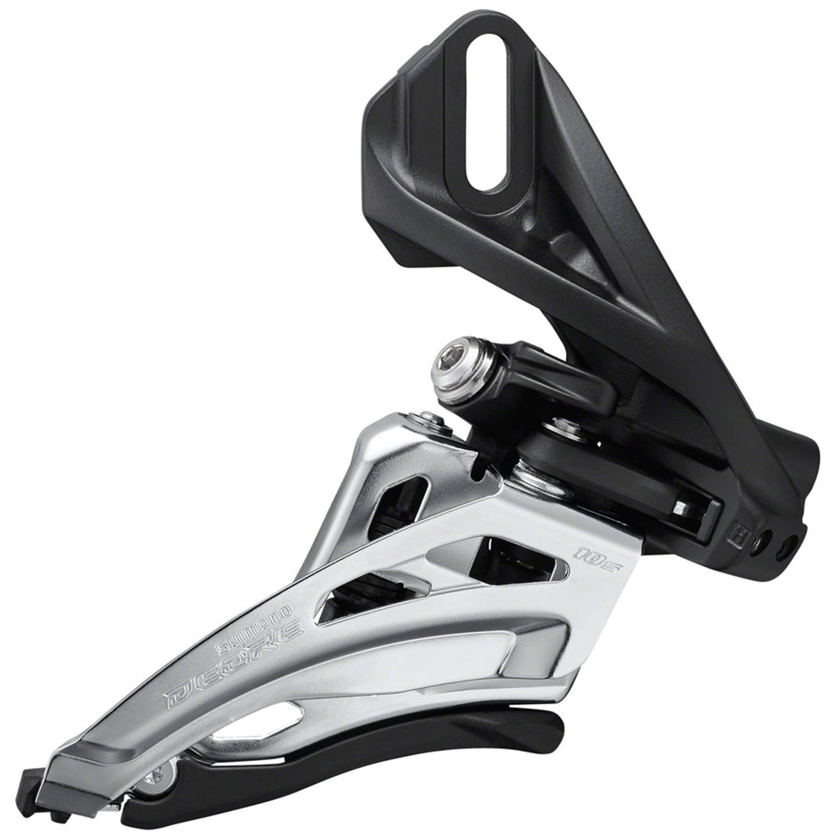 Deore M4100 Front Derailleur - 10 Speed - Double - Side Swing - Front Pull - Silver/Black