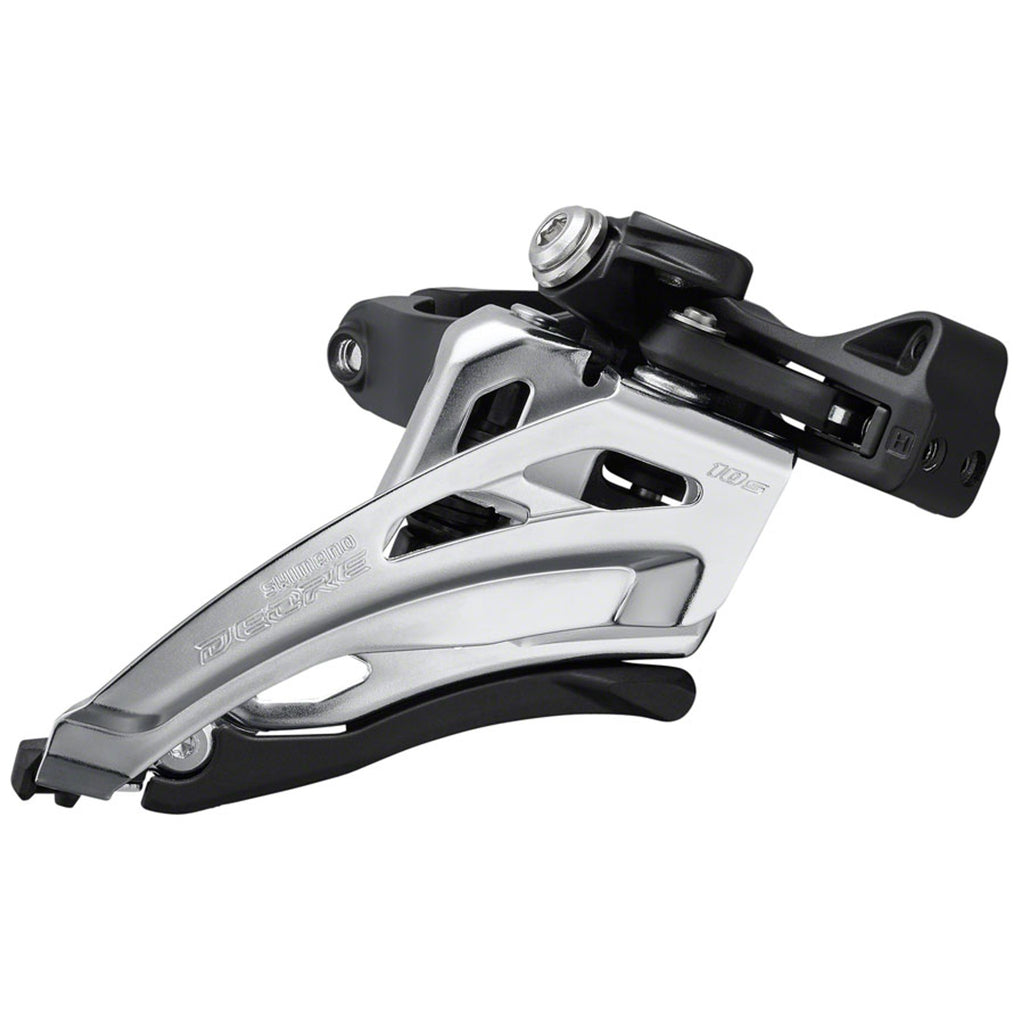 Deore M4100 Front Derailleur - 10 Speed - Double - Side Swing - Front Pull - Silver/Black