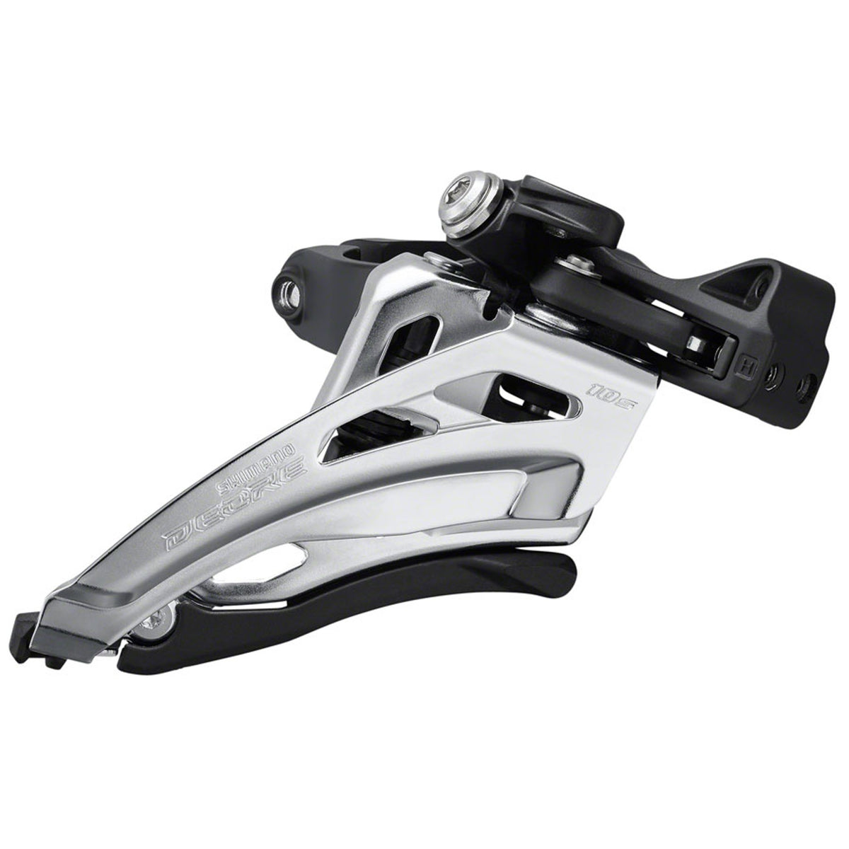 Deore M4100 Front Derailleur - 10 Speed - Double - Side Swing - Front Pull - Silver/Black